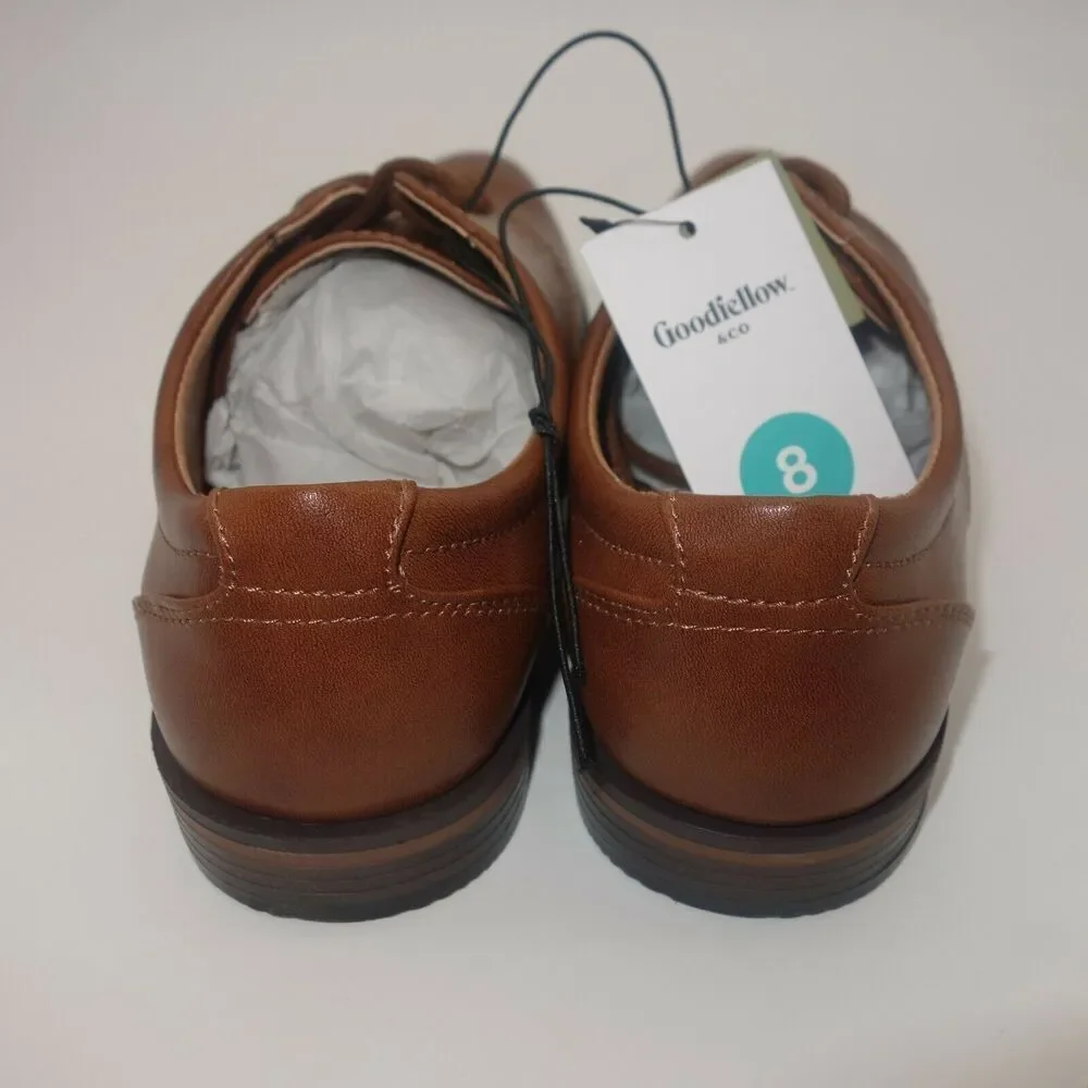 NEW Goodfellow & CO Men's Bryant Brown Leather Dress Shoes Size 8 Memory Foam